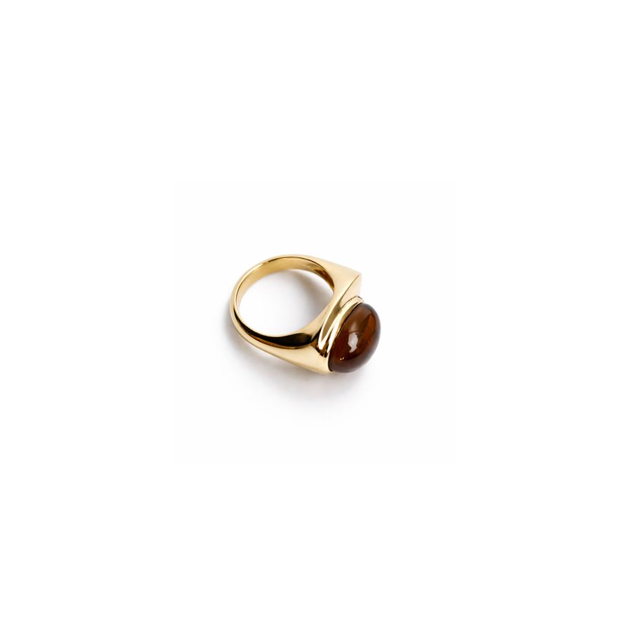 Anello da mignolo con goccia color cognac AURUM | AN1 GCBRO QRZ CGNC